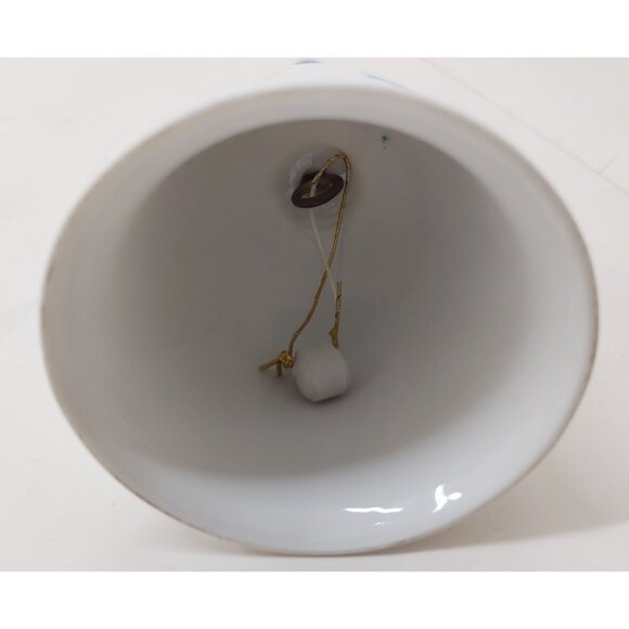 Vintage "Welcome Friends" Ceramic Hand Bell | Blue Wooden Handle Duck DecoR - Picture 2 of 2